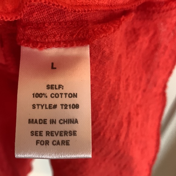 Pretty Flutter Sleeve Red  Orange Cotton Top! - Picture 3 of 7